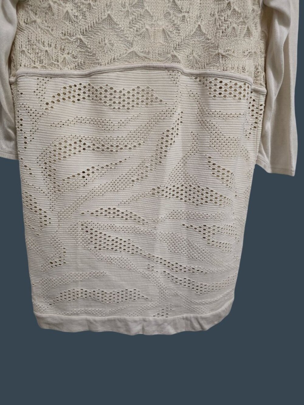 NWT Chicos Trixie Cardigan Cream 3/4 Sleeve Open Front Lace Sweater Size 0 - Picture 10 of 15